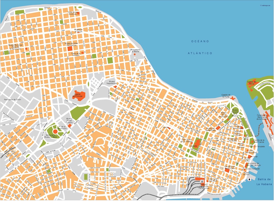 La Habana Mapa Vectorial Editable Eps Freehand Illustrator Mapas