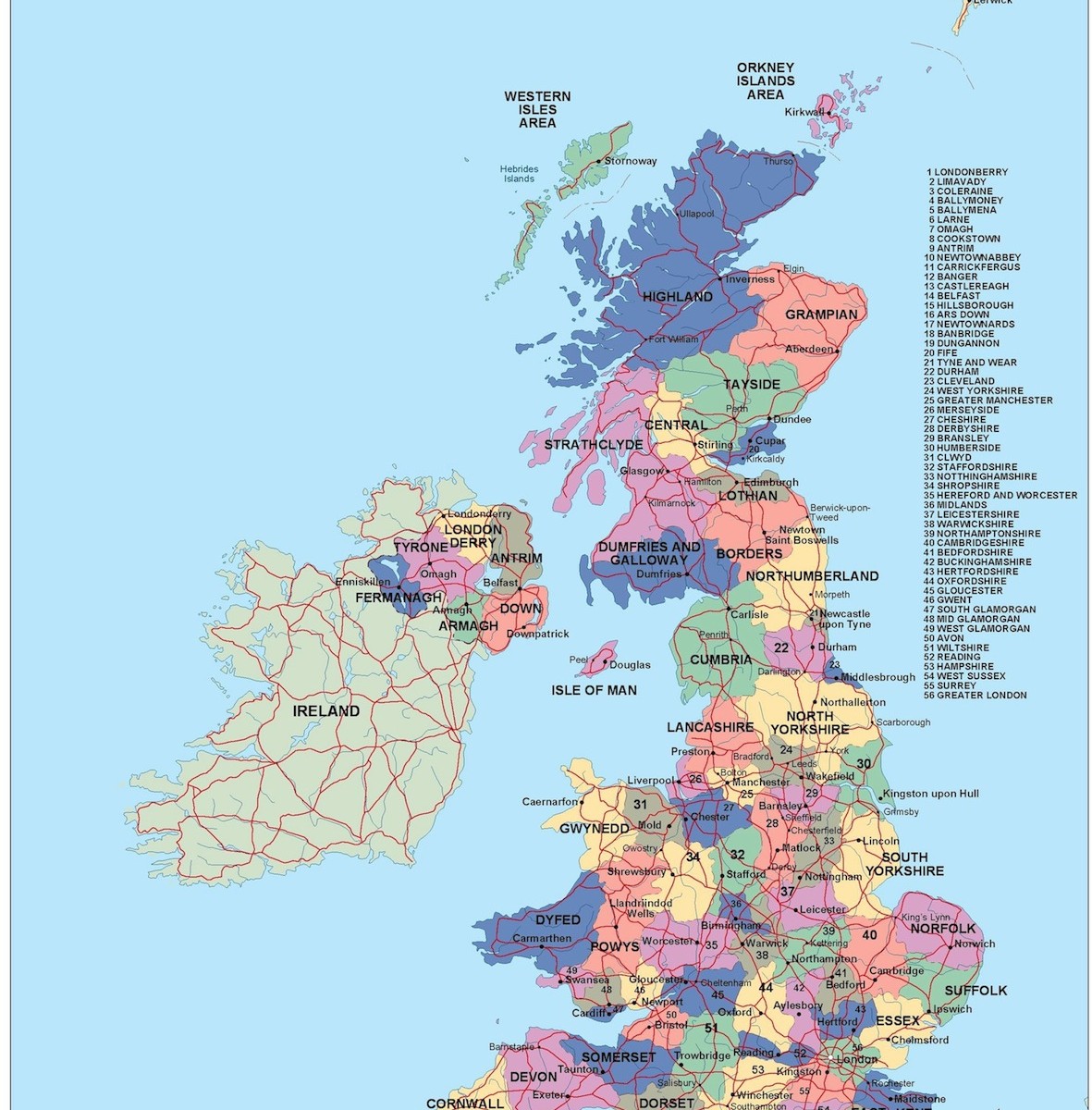 United Kingdom Map Political Map British Isles Map Of Great Etsy Uk