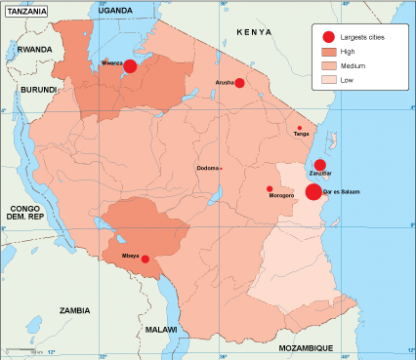 Tanzania Population Map Eps Illustrator Map Vector World Maps