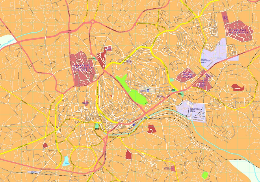 Kampala vector map. Eps Africa City Map. Illustrator Vector Maps. Eps ...