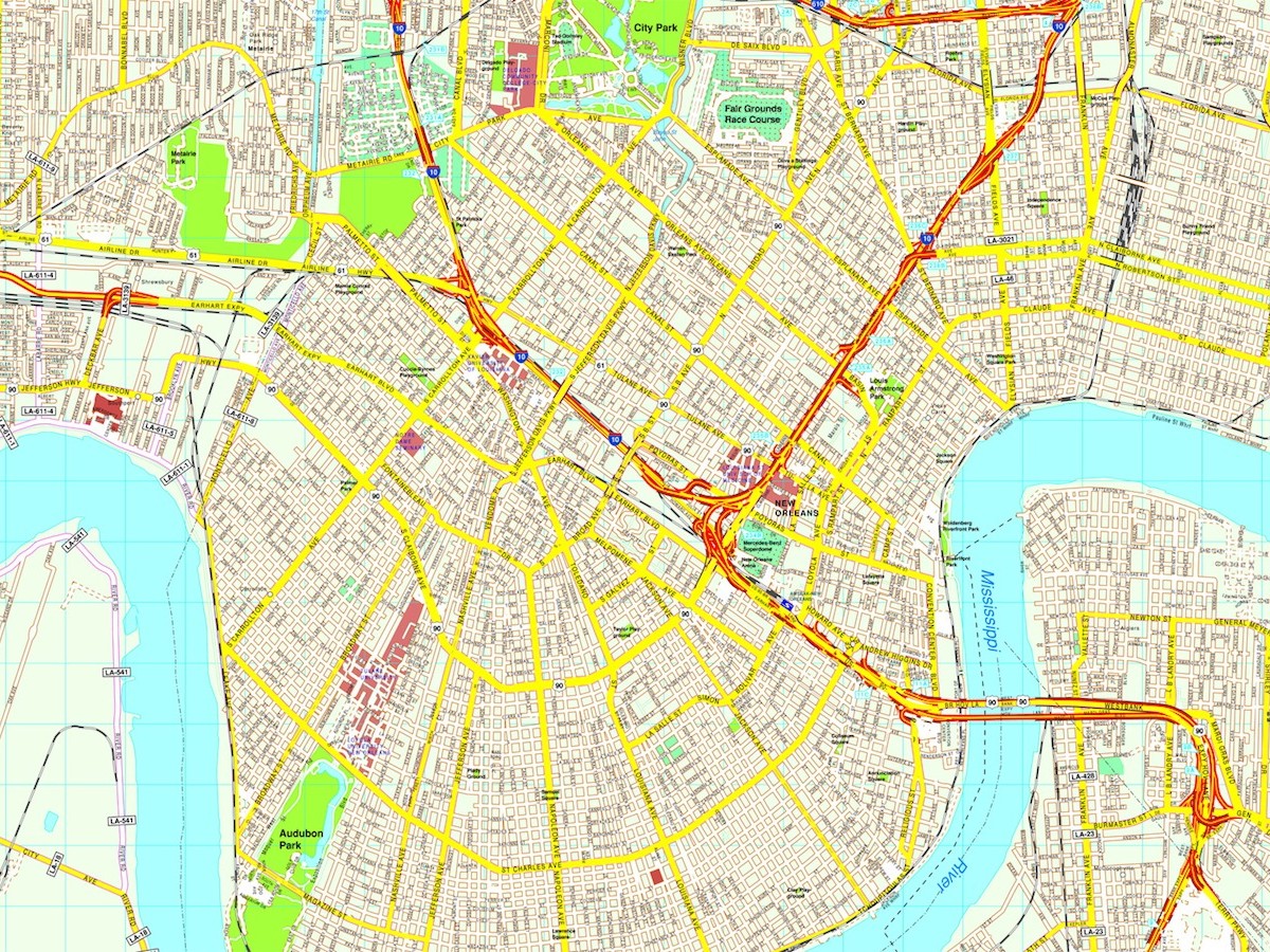 New Orleans Map - Eps Illustrator Vector City Maps USA America
