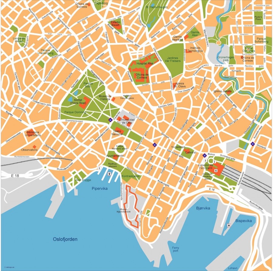 Oslo vector map. Eps Illustrator Map | Vector World Maps