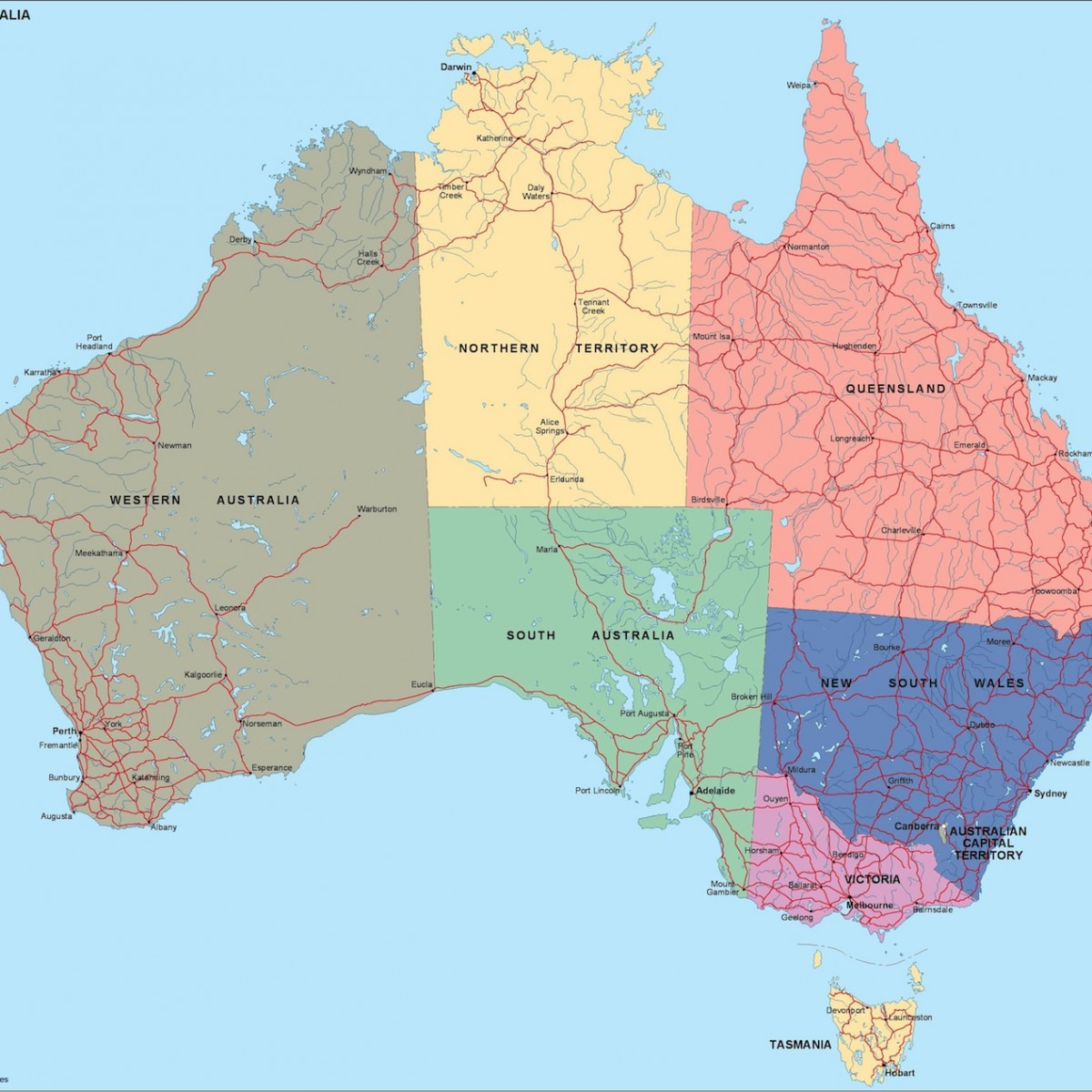 Australia Political Map 1200x1200 