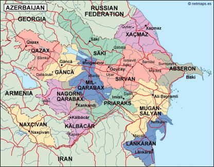 Azerbaijan Political Map 416x326 