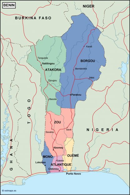 Benin Political Map 416x623 