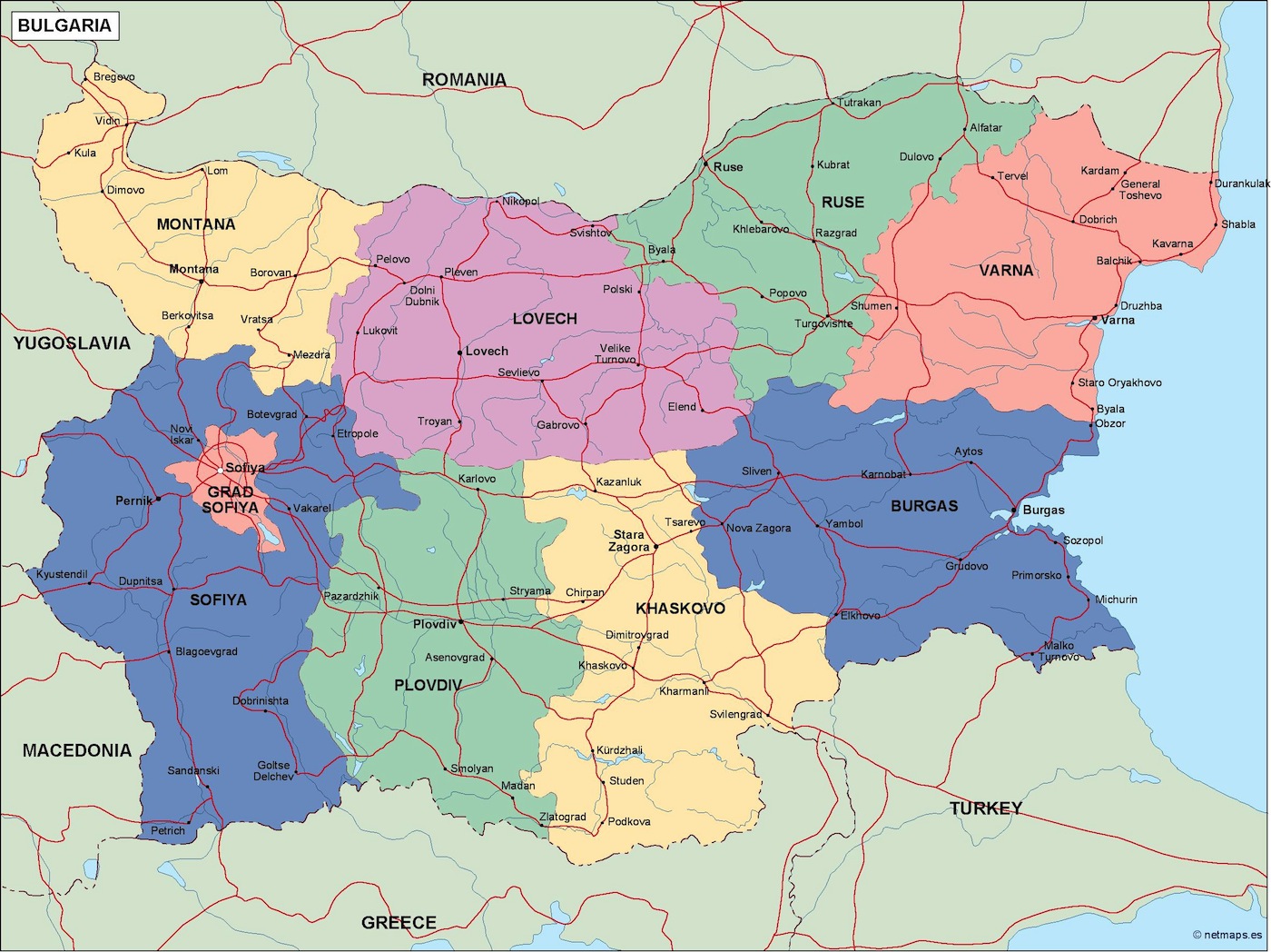 world map showing bulgaria