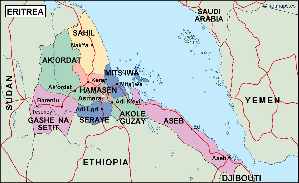  eritrea  political map Vector Eps maps Eps Illustrator 