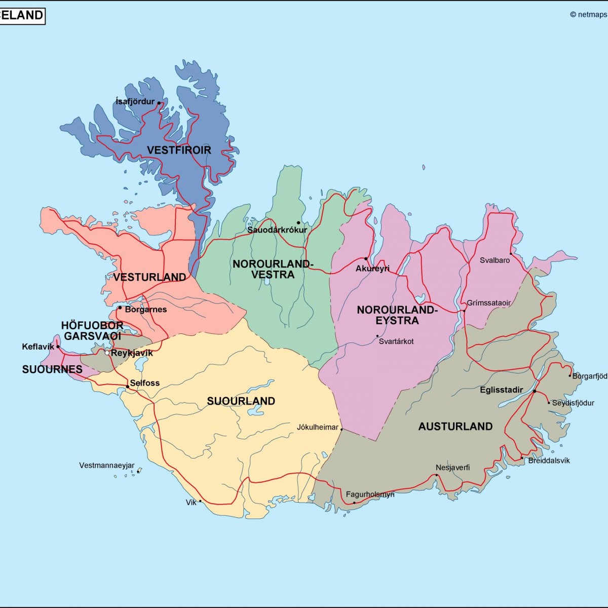 Iceland Political Map 1200x1200 