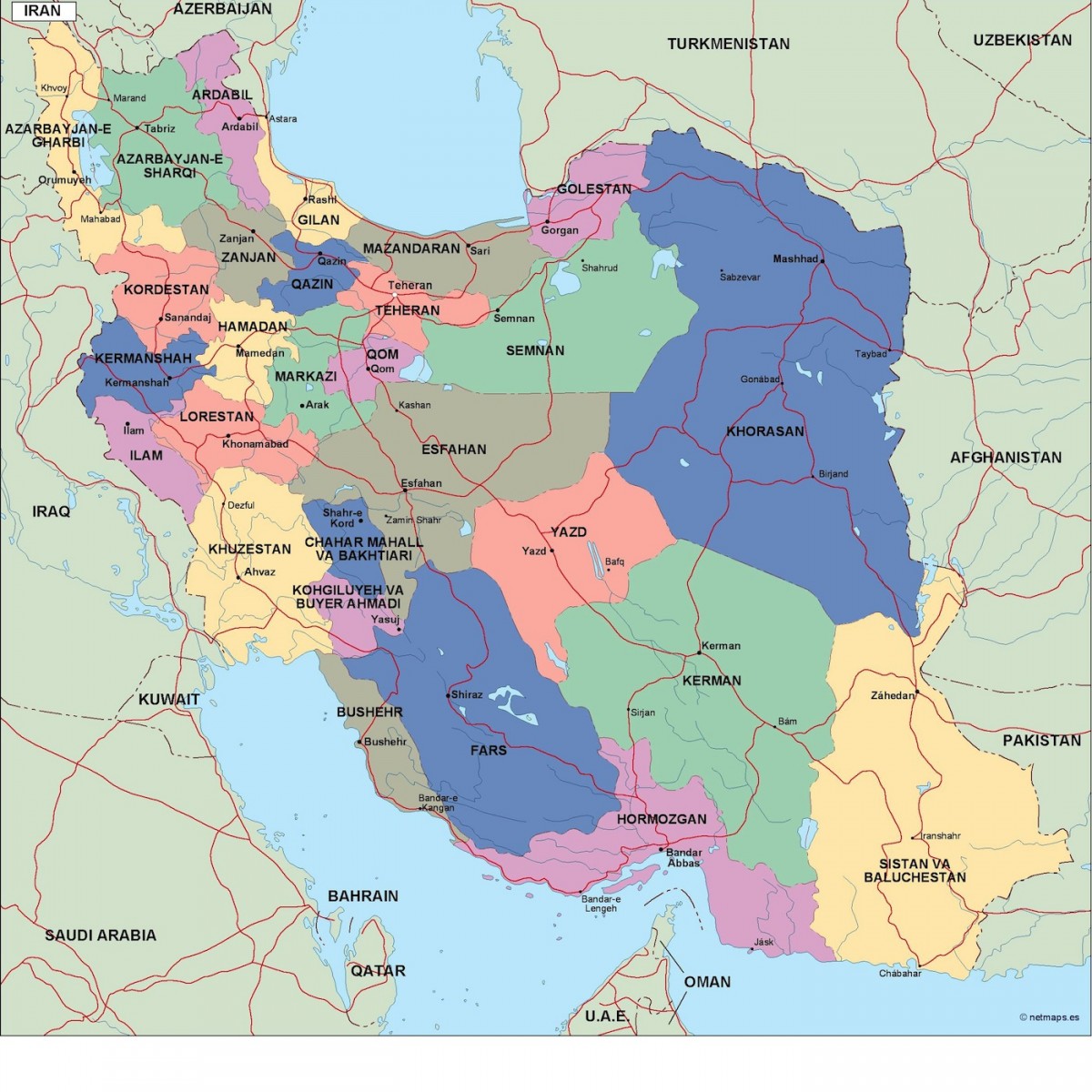 Iran Political Map 1200x1200 