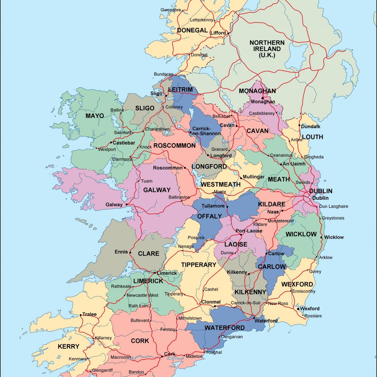 Ireland County Map - Best Map of Middle Earth