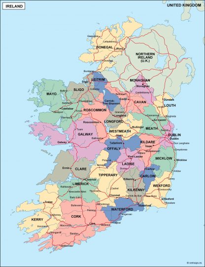 ireland political map. Illustrator Vector Eps maps. Eps Illustrator Map ...