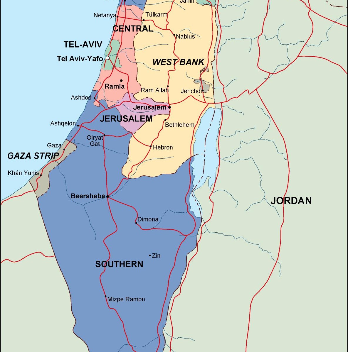 Printable Map Of Israel