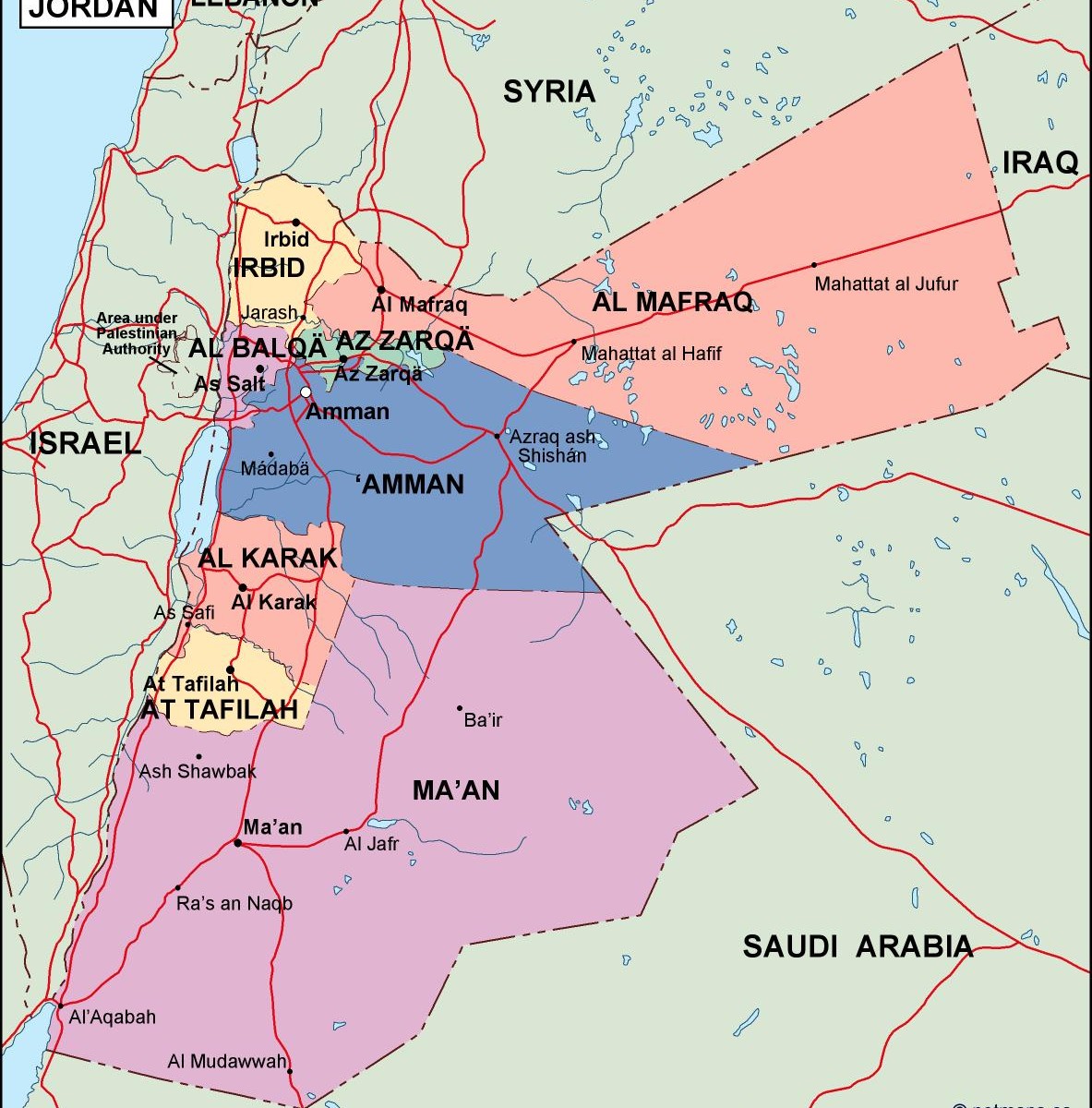 Jordan Political Map 1183x1200 