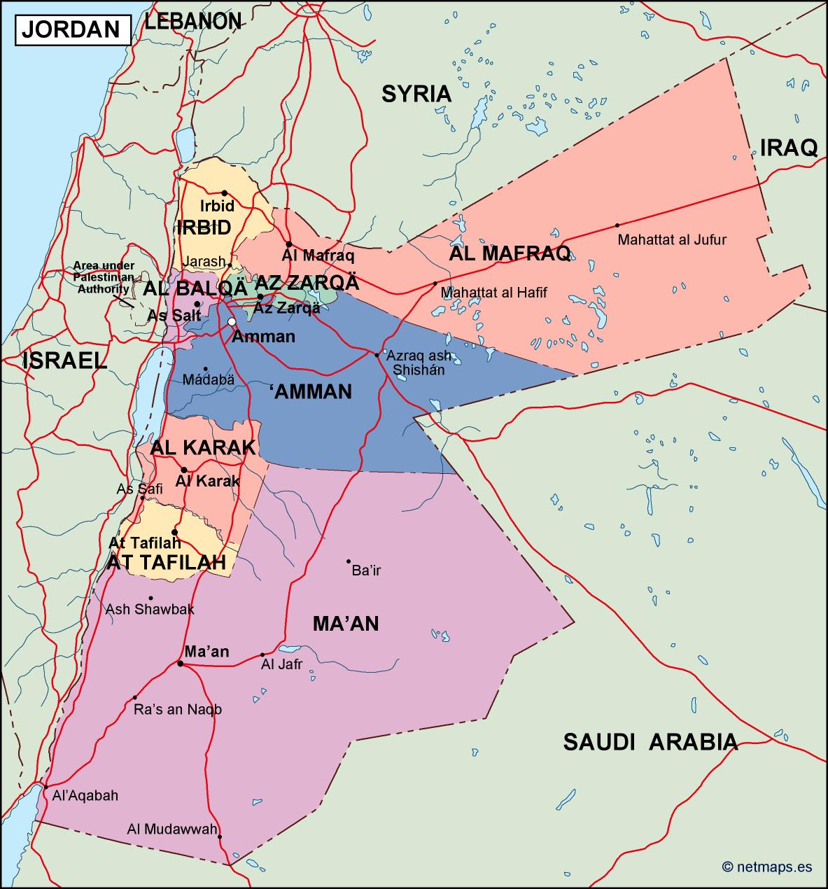 иордания карта