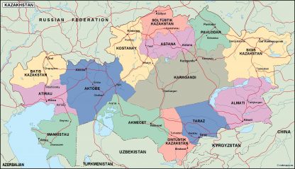 kazajstan political map. Eps Illustrator Map | Vector World Maps