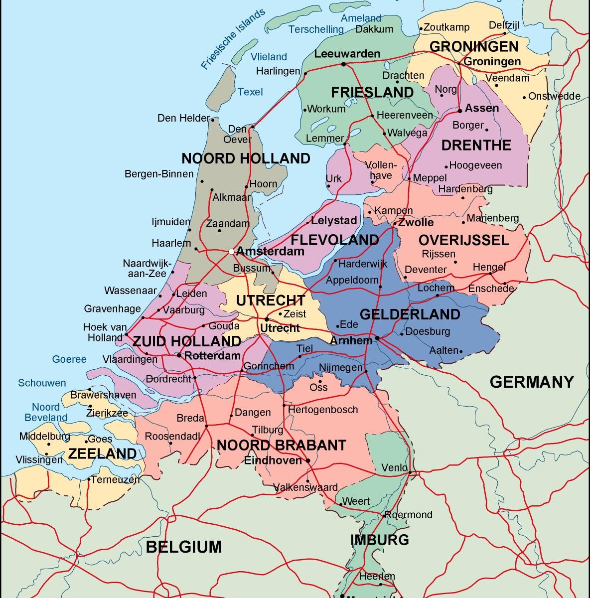 Netherlands Political Map 1184x1200 