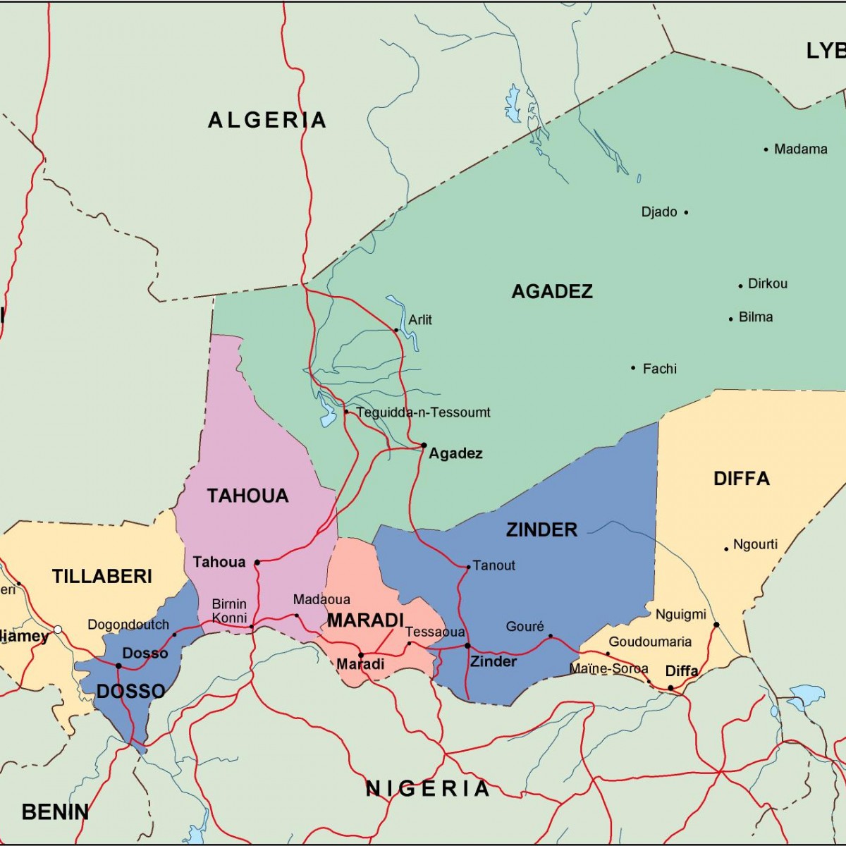 Political Map Of Niger