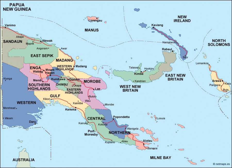 papua new guinea political map. Eps Illustrator Map | Vector World Maps