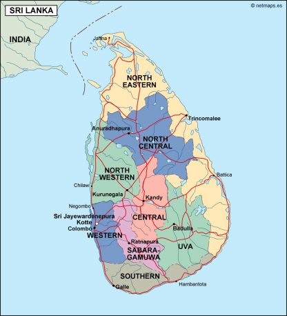 srilanka political map. Eps Illustrator Map | Vector World Maps