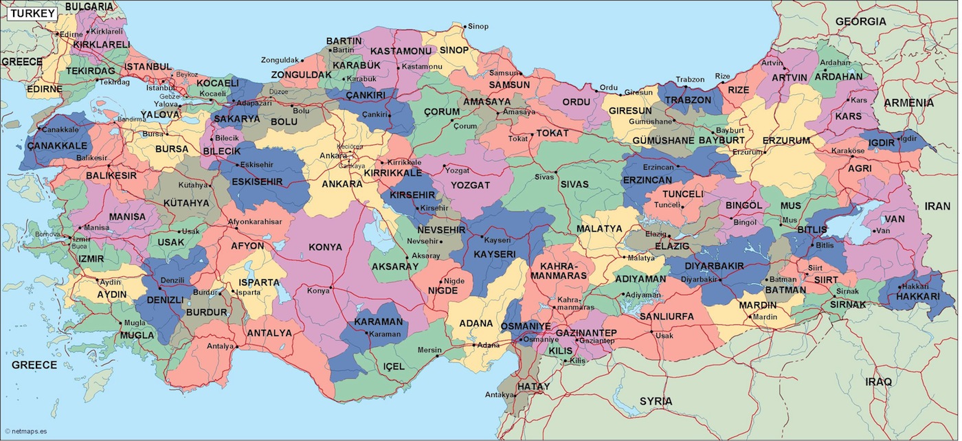 turkey political map. Illustrator Vector Eps maps. Eps Illustrator Map ...