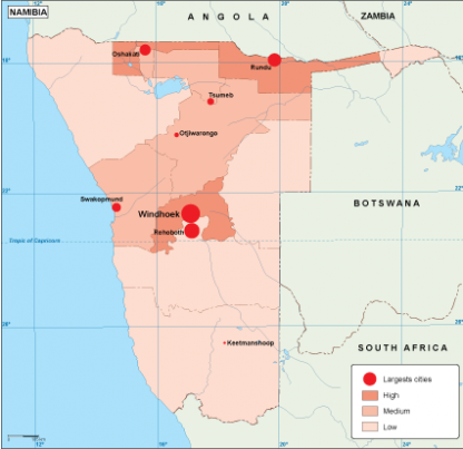 Namibia population map. EPS Illustrator Map | Vector World Maps