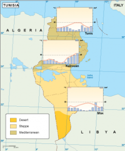 Tunisia climate map. EPS Illustrator Map | Vector World Maps