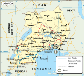 Uganda transportation map. EPS Illustrator Map | Vector World Maps