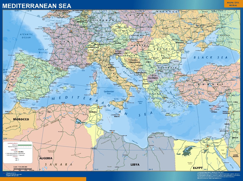 world map mediterranean sea