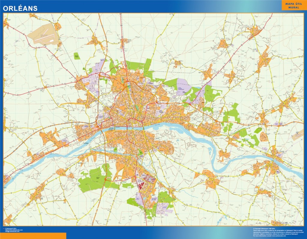 Orleans Wall Map Vector World Maps   Orleans Wall Map 1024x796 