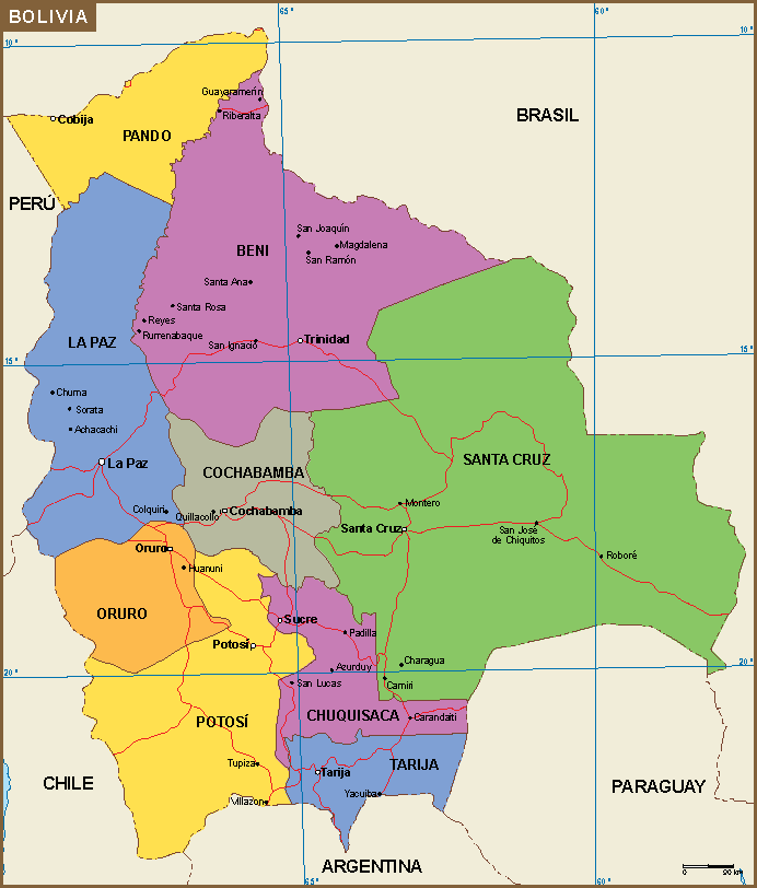 Bolivia mapa | Vector World Maps