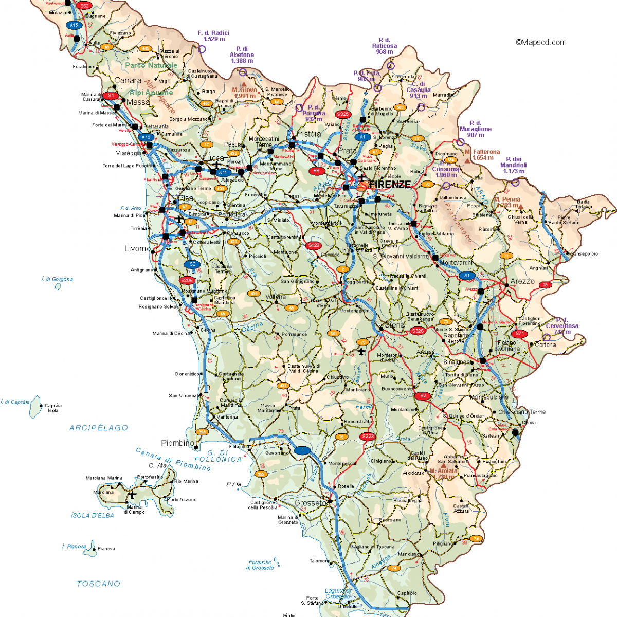 Toscana Vector Map | A vector eps maps designed by our cartographers ...